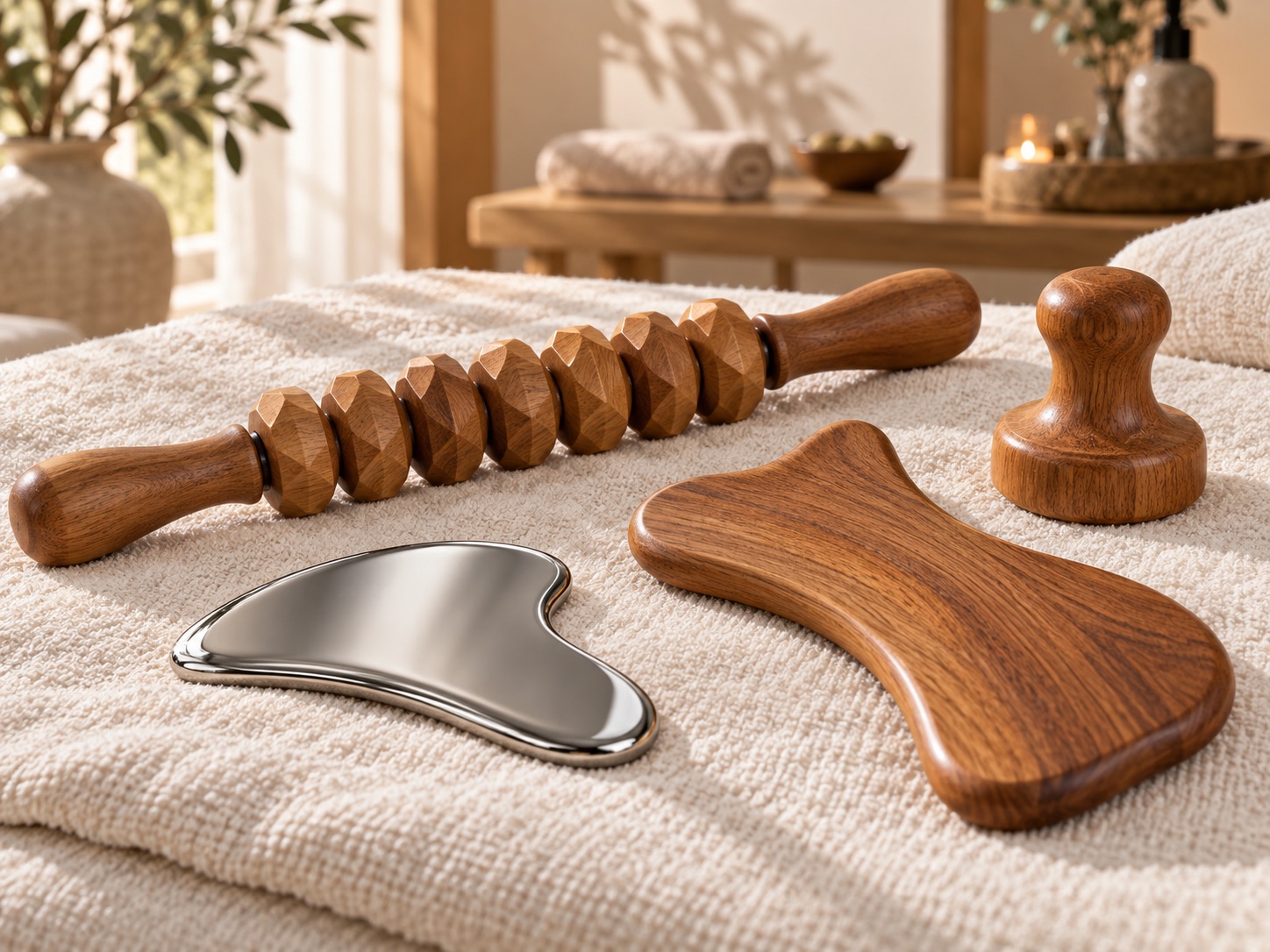 Imagen ilustrativa: Maderoterapia y metaloterapia: instrumentos de madera y metal para masaje